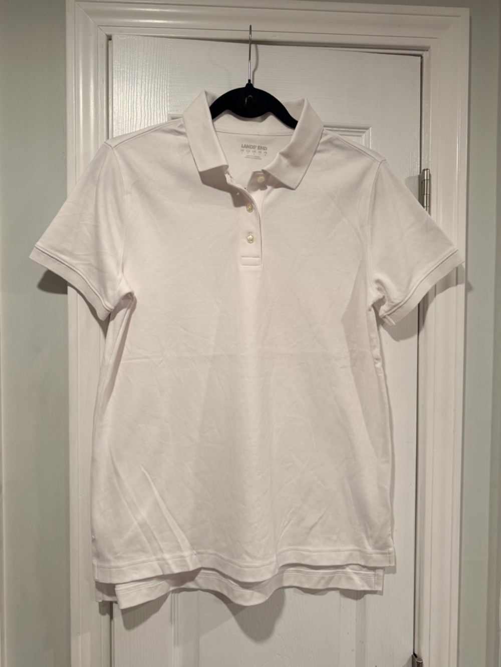 NWOT Lands End Size S White Short Sleeve Collared Polo Shirt